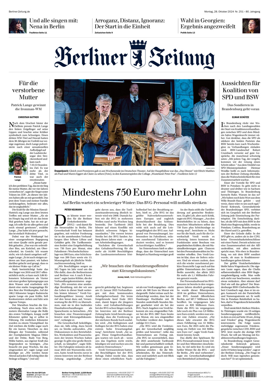 Berliner Zeitung vom Montag, 28.10.2024