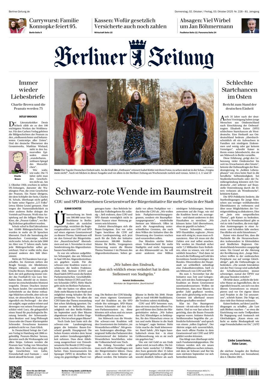 Berliner Zeitung vom Donnerstag, 02.10.2025