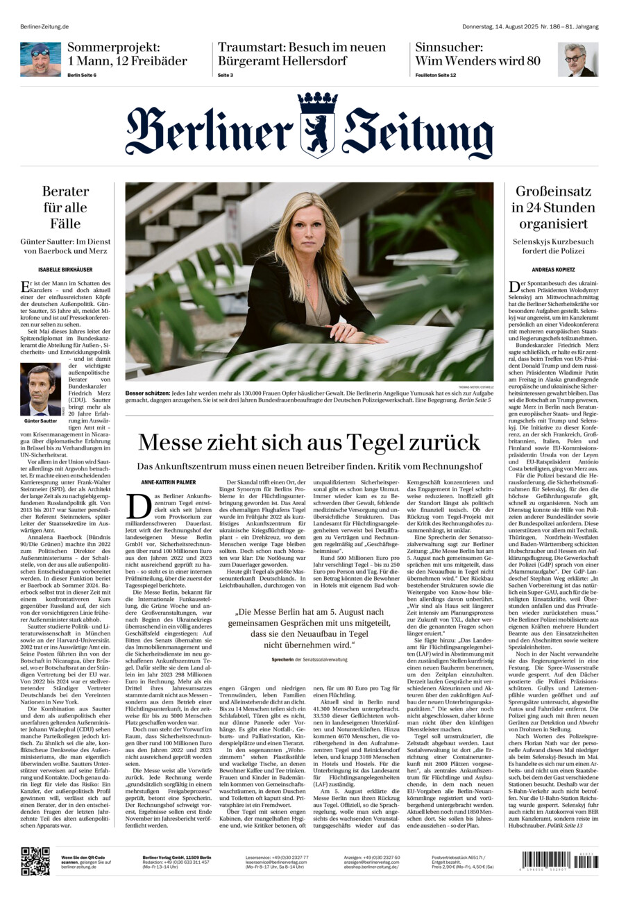 Berliner Zeitung vom Donnerstag, 14.08.2025