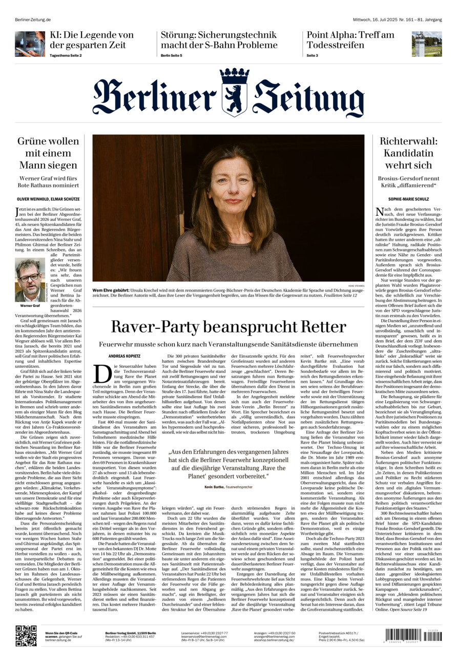 Berliner Zeitung vom Mittwoch, 16.07.2025