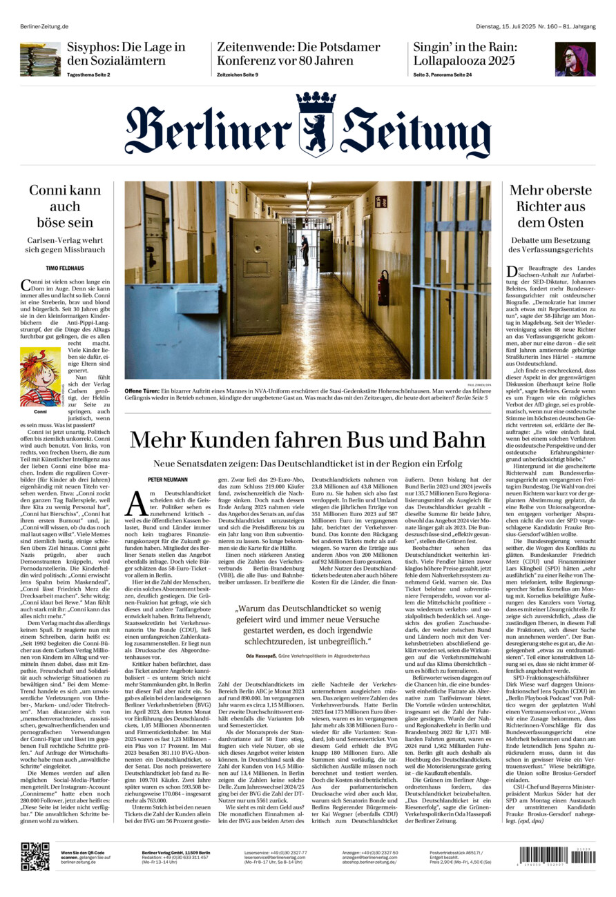 Berliner Zeitung vom Dienstag, 15.07.2025