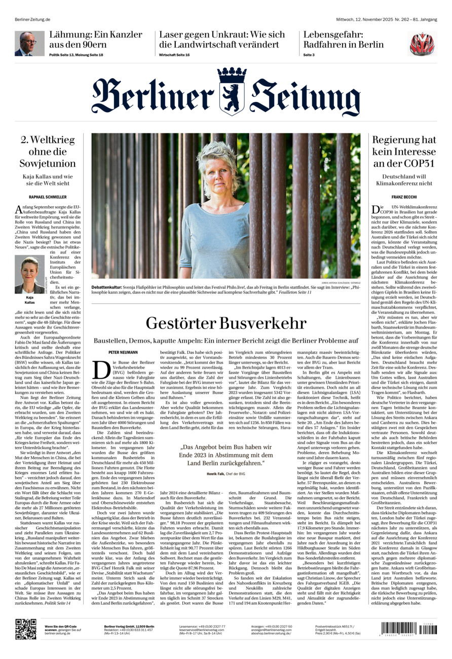Berliner Zeitung vom Mittwoch, 12.11.2025