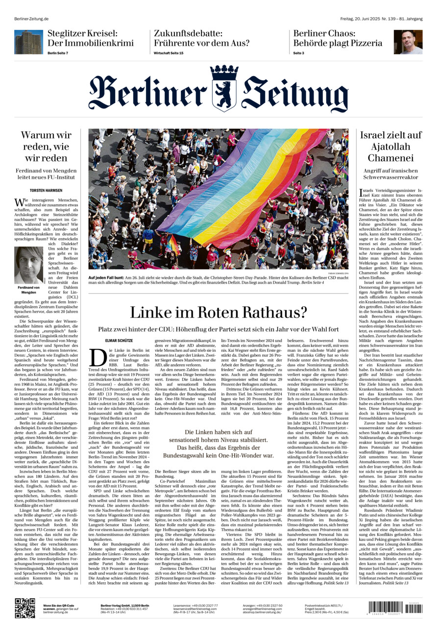 Berliner Zeitung vom Freitag, 20.06.2025
