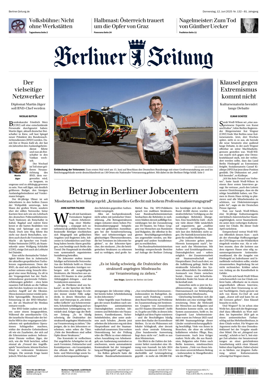 Berliner Zeitung vom Donnerstag, 12.06.2025