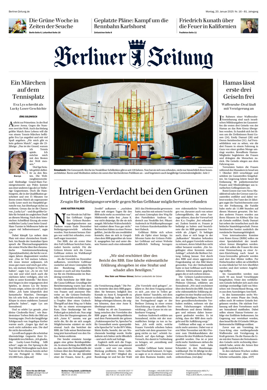 Berliner Zeitung vom Montag, 20.01.2025