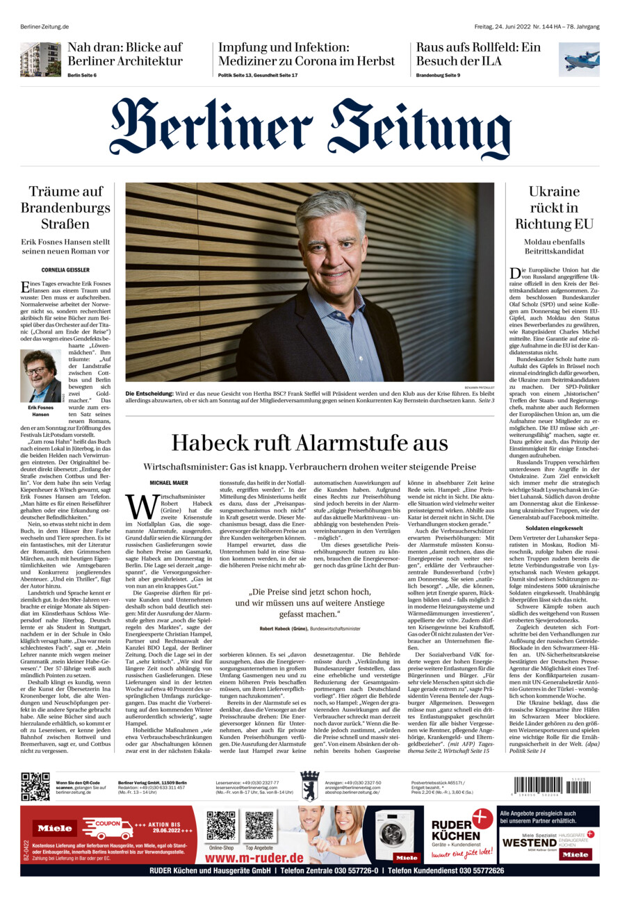 Berliner Zeitung vom Freitag, 24.06.2022
