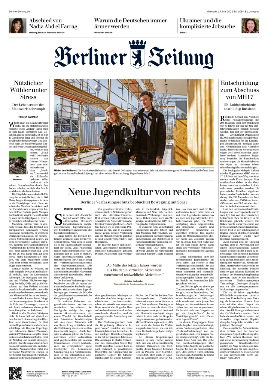 Berliner Zeitung vom Mittwoch, 14.05.2025
