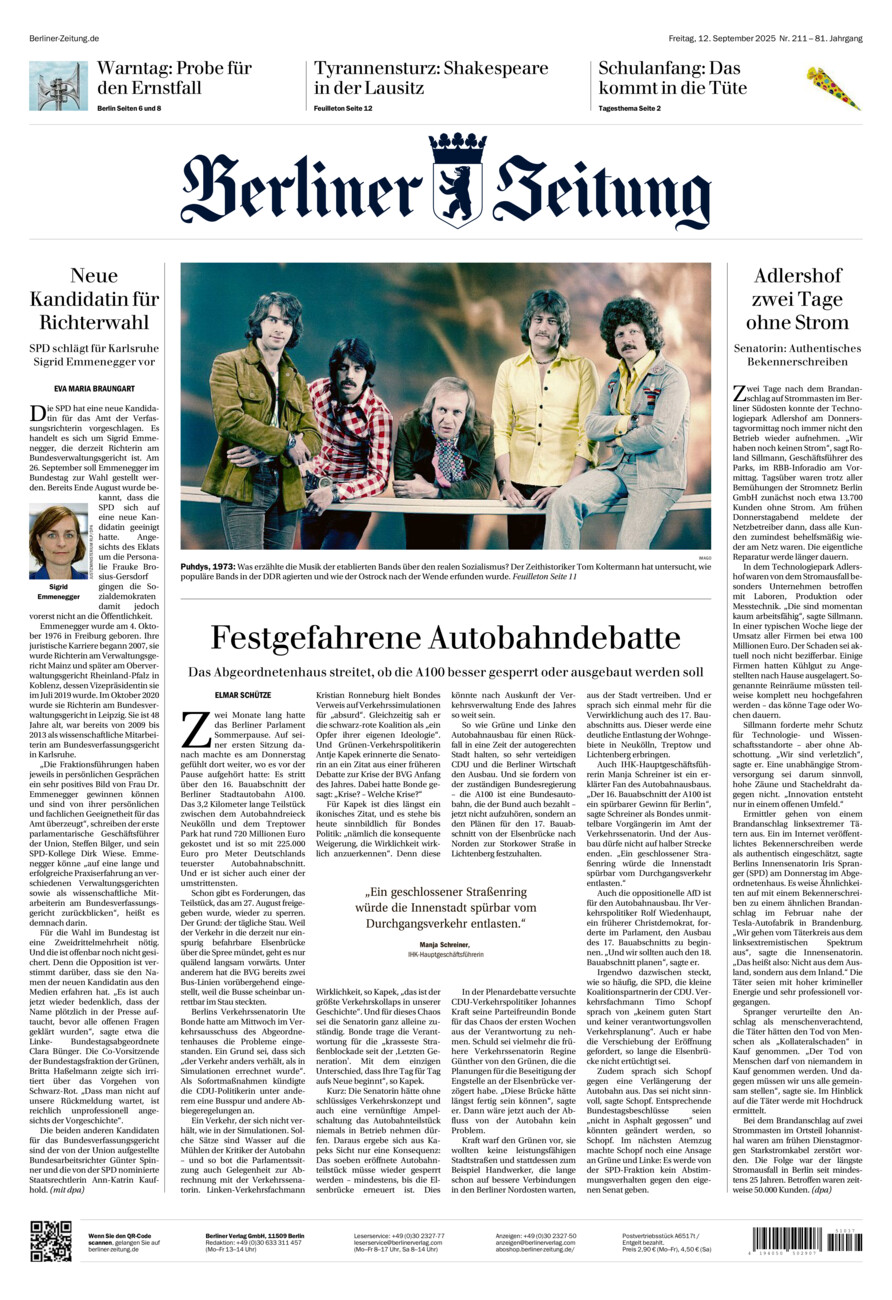 Berliner Zeitung vom Freitag, 12.09.2025