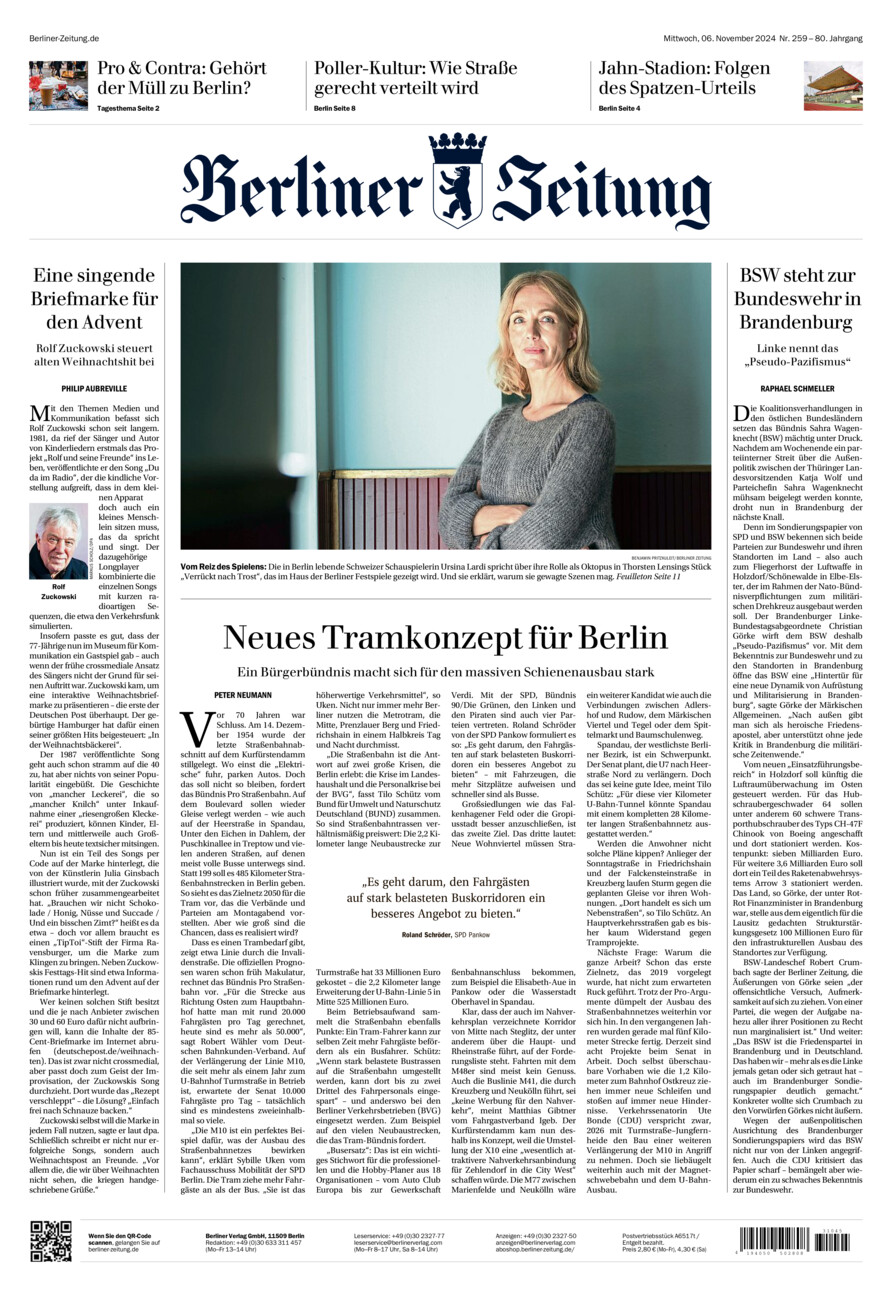 Berliner Zeitung vom Mittwoch, 06.11.2024