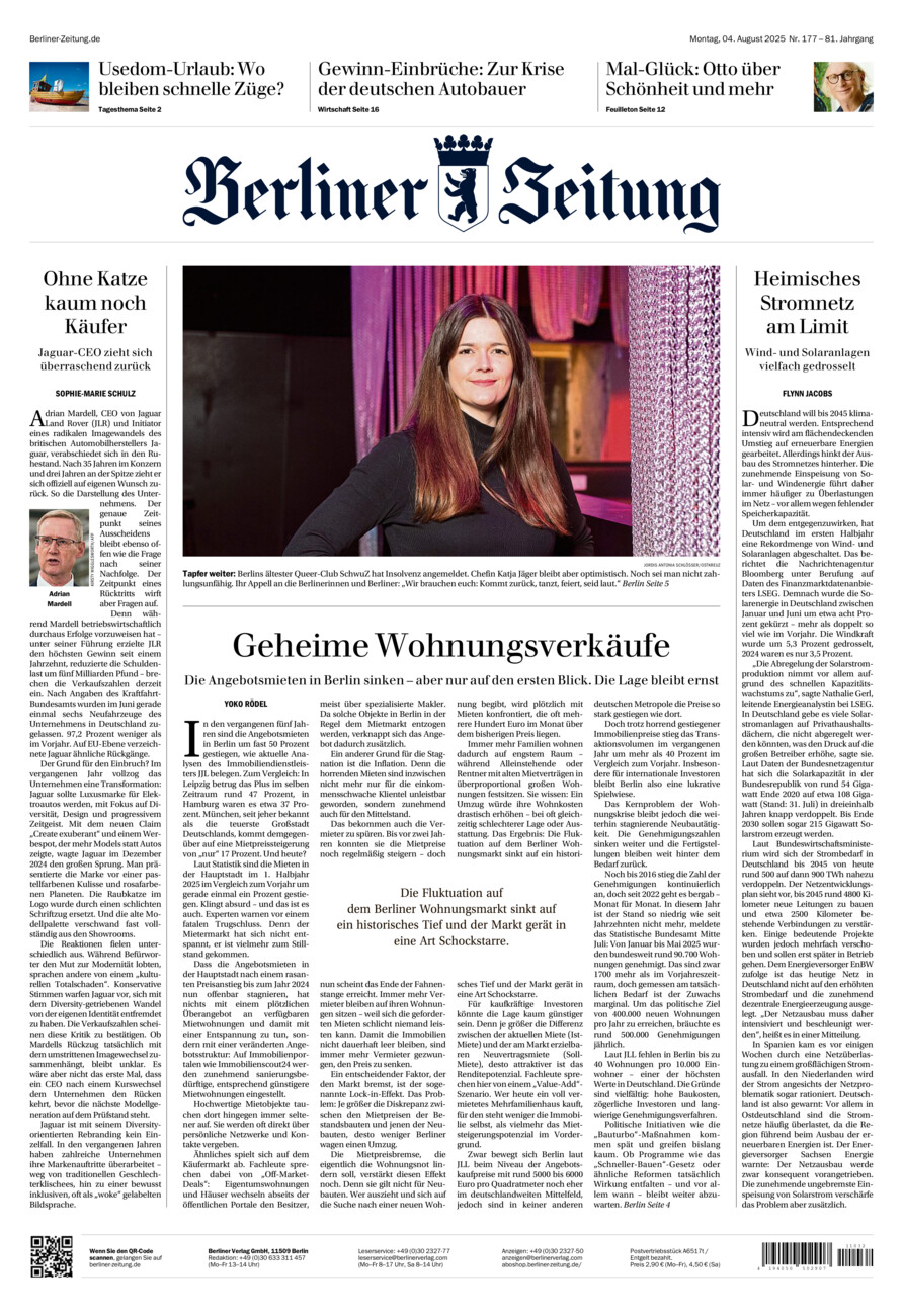 Berliner Zeitung vom Montag, 04.08.2025