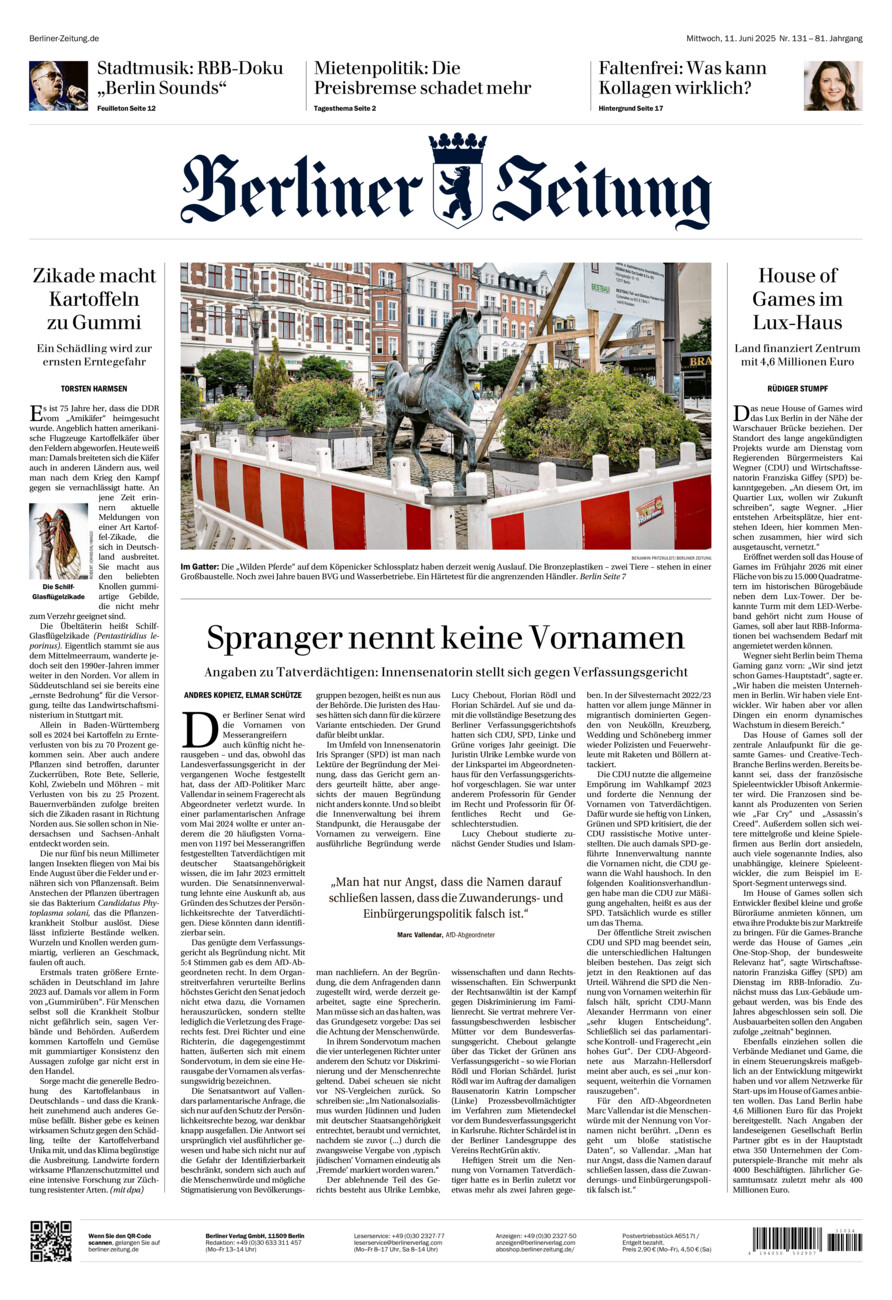 Berliner Zeitung vom Mittwoch, 11.06.2025