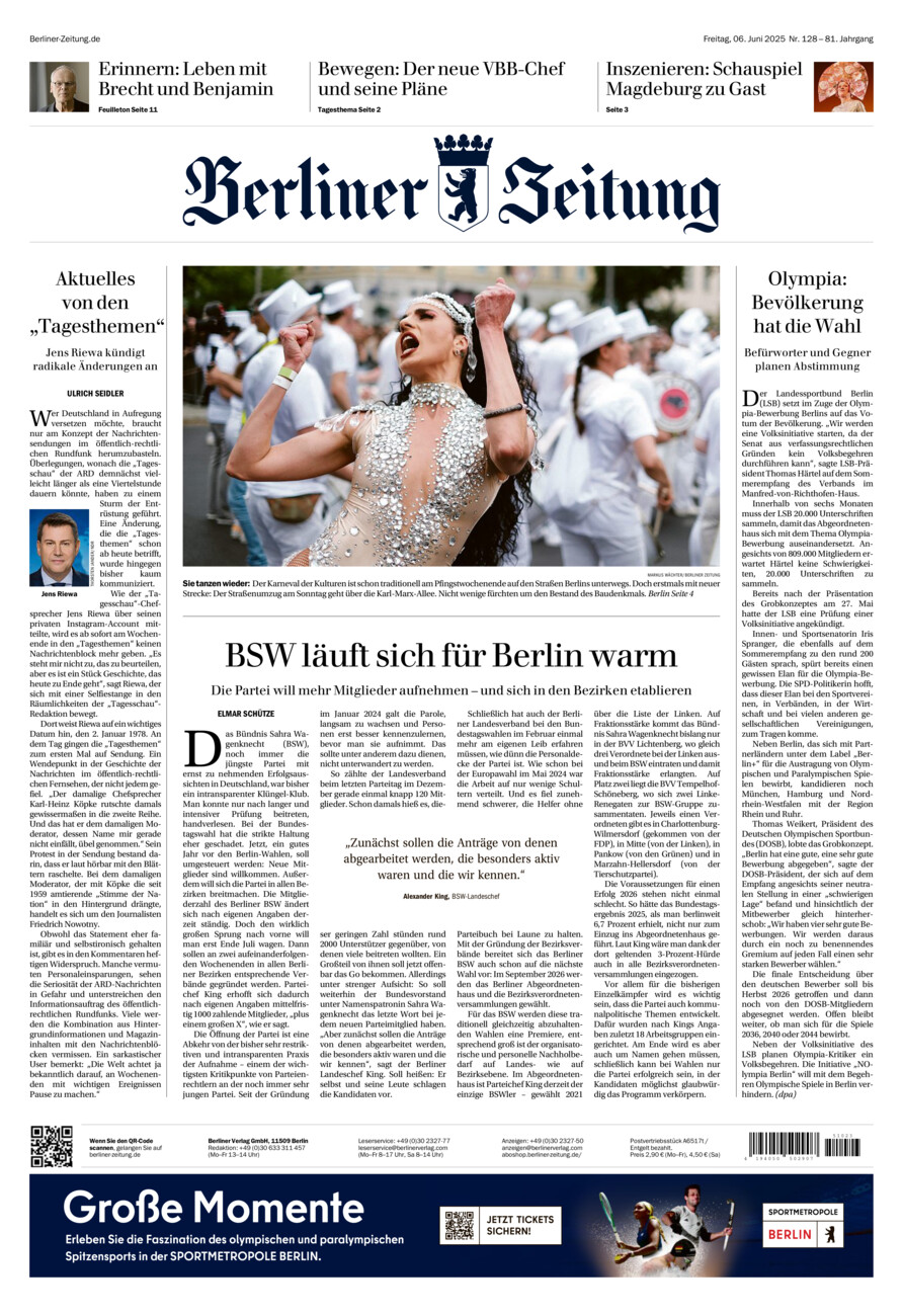 Berliner Zeitung vom Freitag, 06.06.2025
