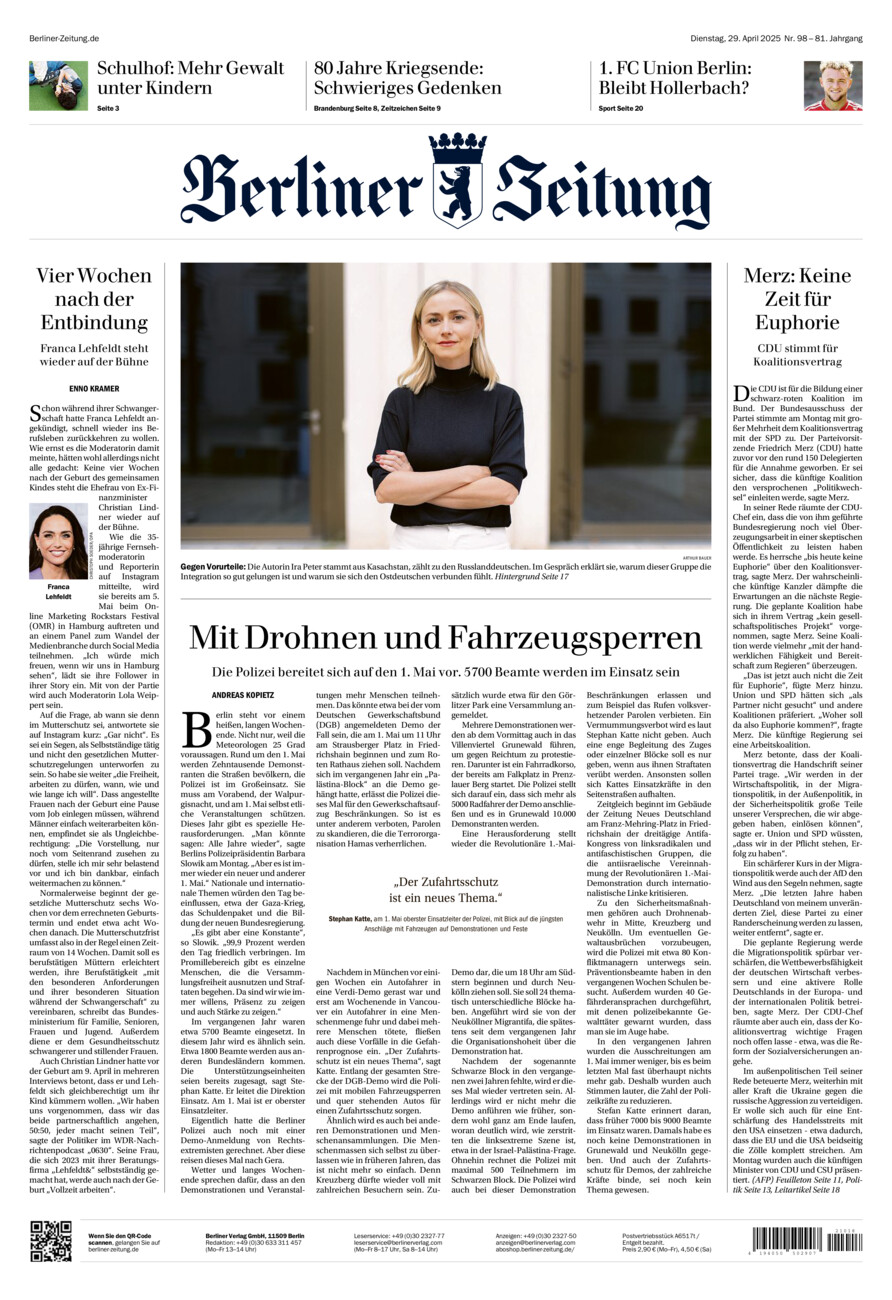Berliner Zeitung vom Dienstag, 29.04.2025