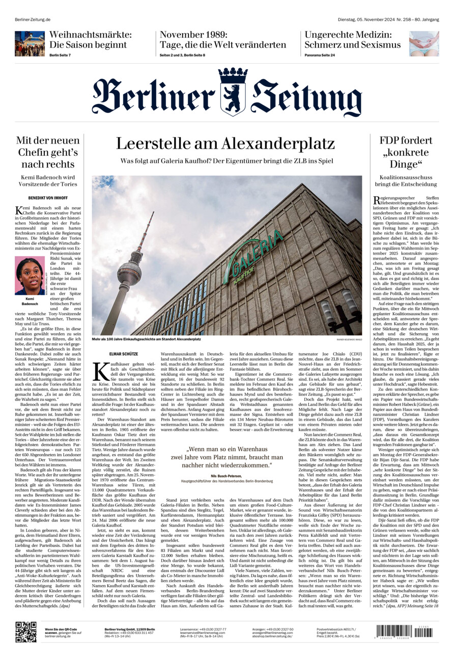 Berliner Zeitung vom Dienstag, 05.11.2024