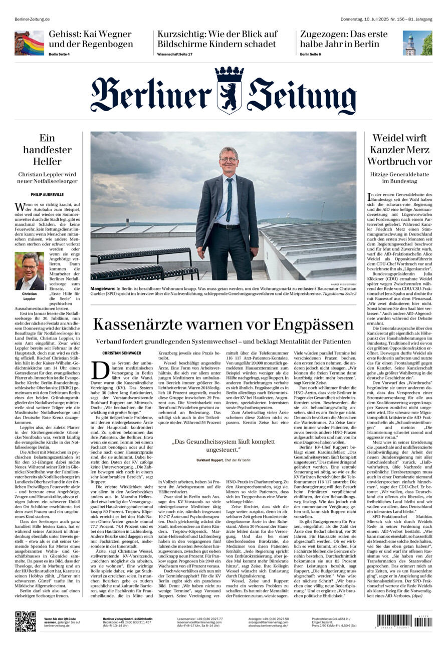 Berliner Zeitung vom Donnerstag, 10.07.2025