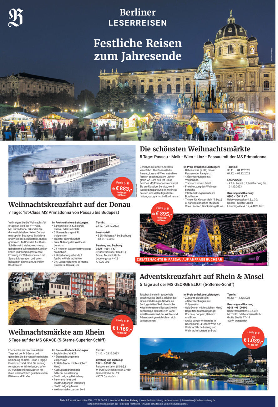 Leserreisen vom Donnerstag, 21.09.2023