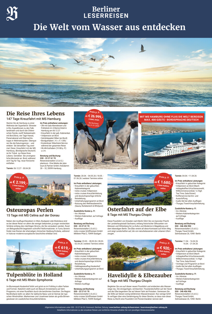 Leserreisen vom Donnerstag, 11.12.2025