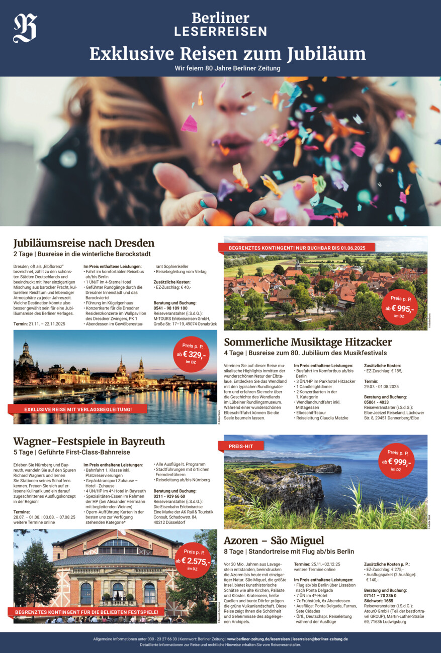 Leserreisen vom Dienstag, 20.05.2025